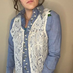 Wrangler white lace long vest